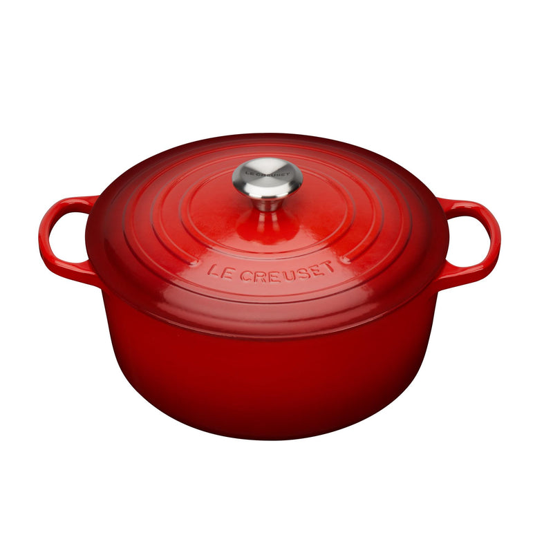 Signature Cast Iron Round Casserole 30cm - Cerise