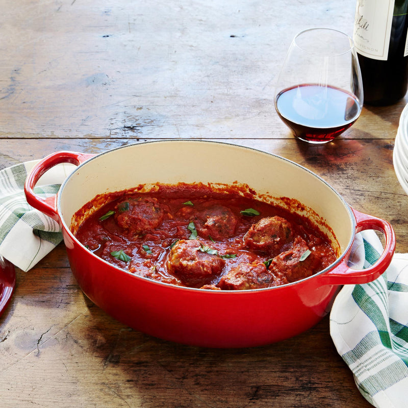 Signature Cast Iron Oval Casserole 29cm - Cerise