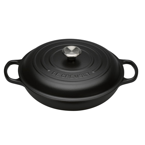 Signature Cast Iron Shallow Casserole 30cm - Satin Black
