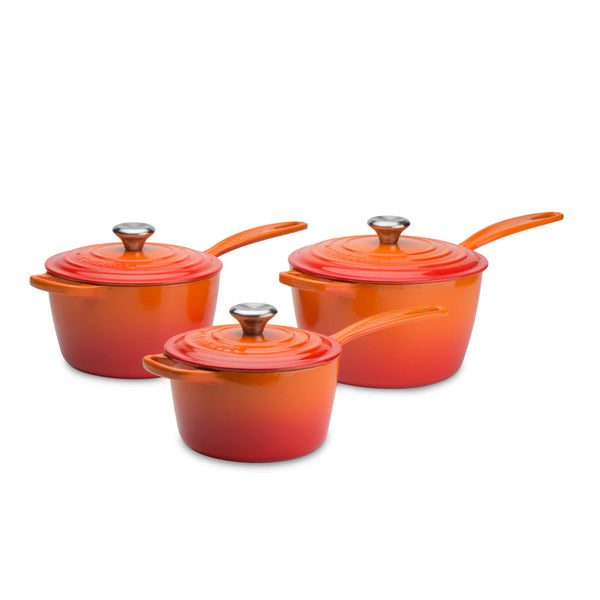 Signature Cast Iron Saucepan Set - Volcanic