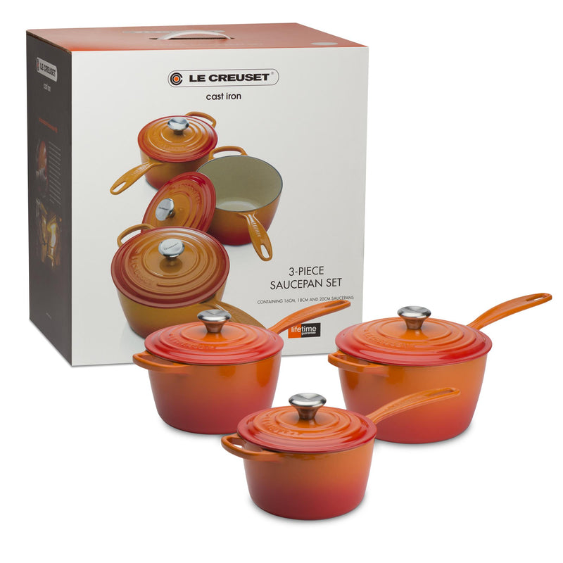 Signature Cast Iron Saucepan Set - Volcanic
