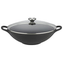 32cm Cast Iron Wok - Satin Black