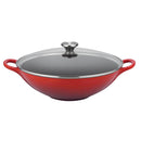 32cm Cast Iron Wok - Cerise