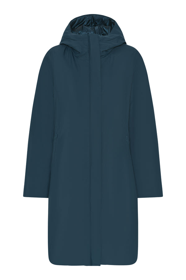 Long Rain Coat - Dark Blue Green