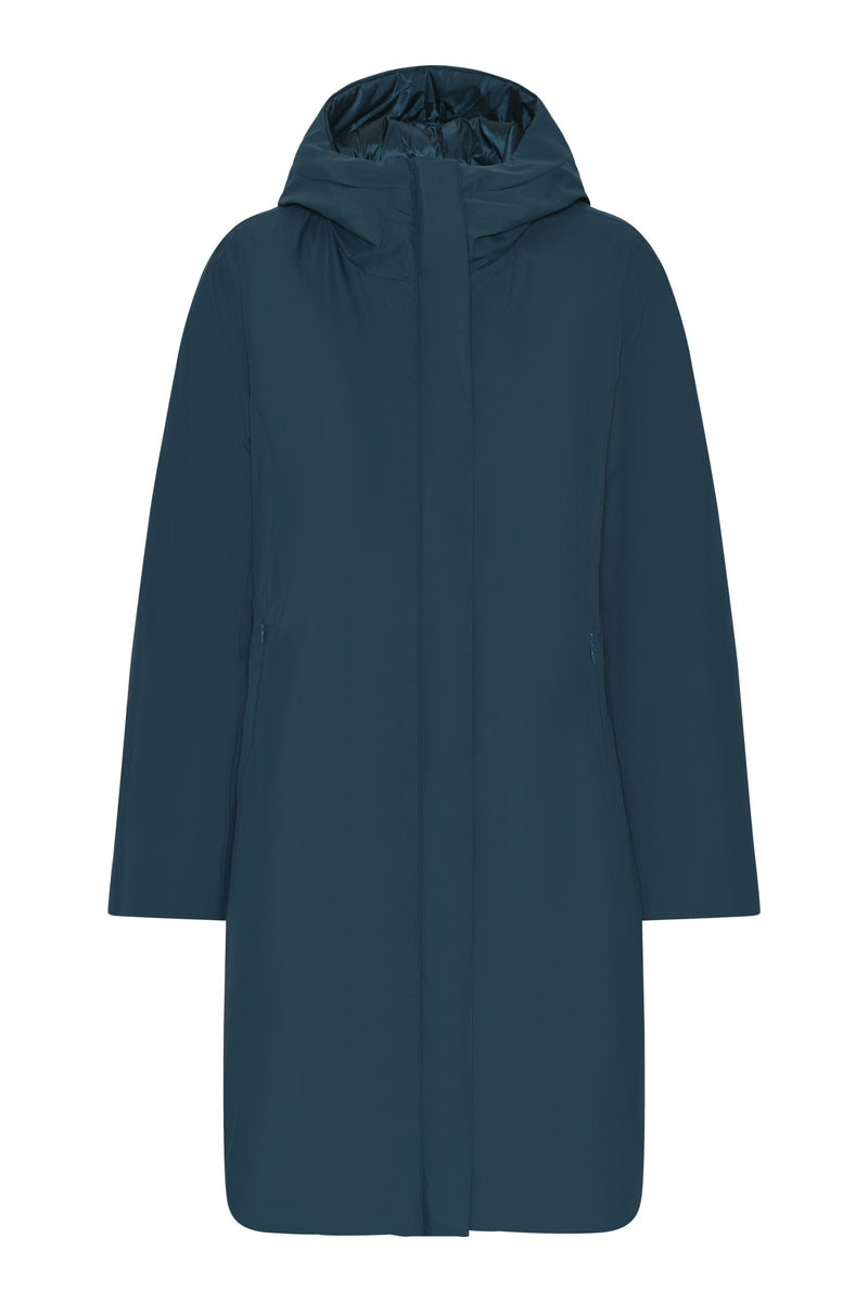 Long Rain Coat - Dark Blue Green