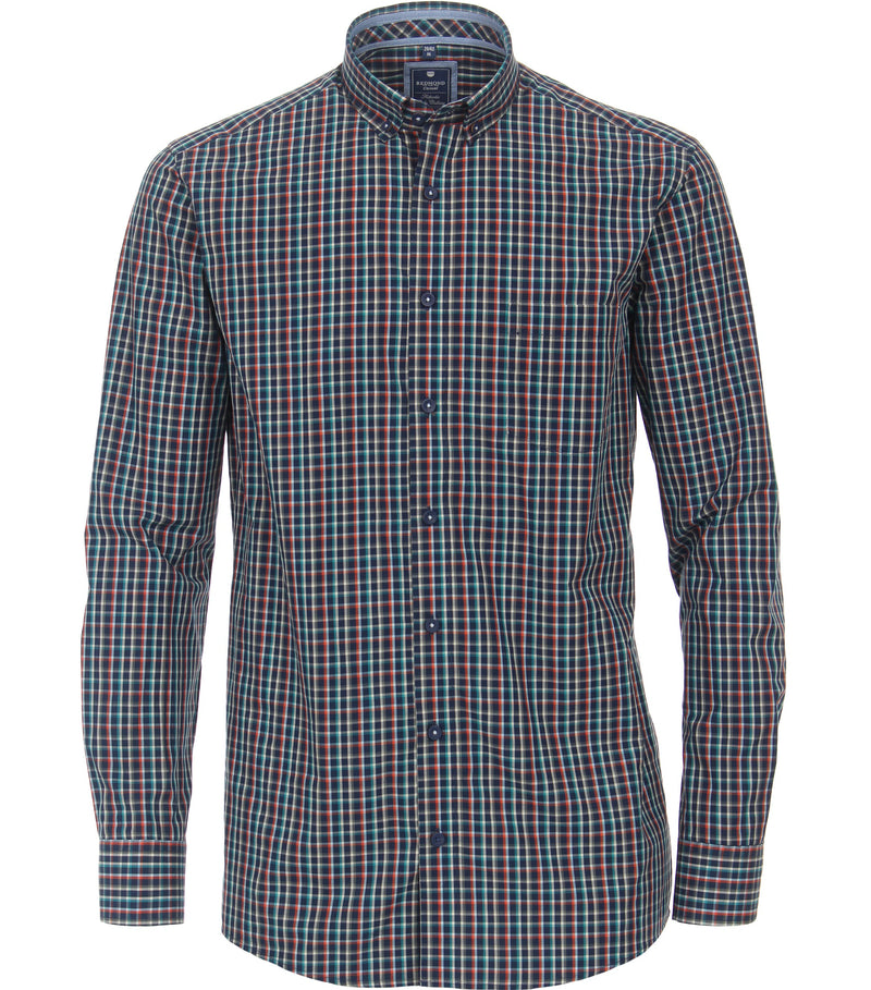 Casual Button Down Check Shirt - Blue