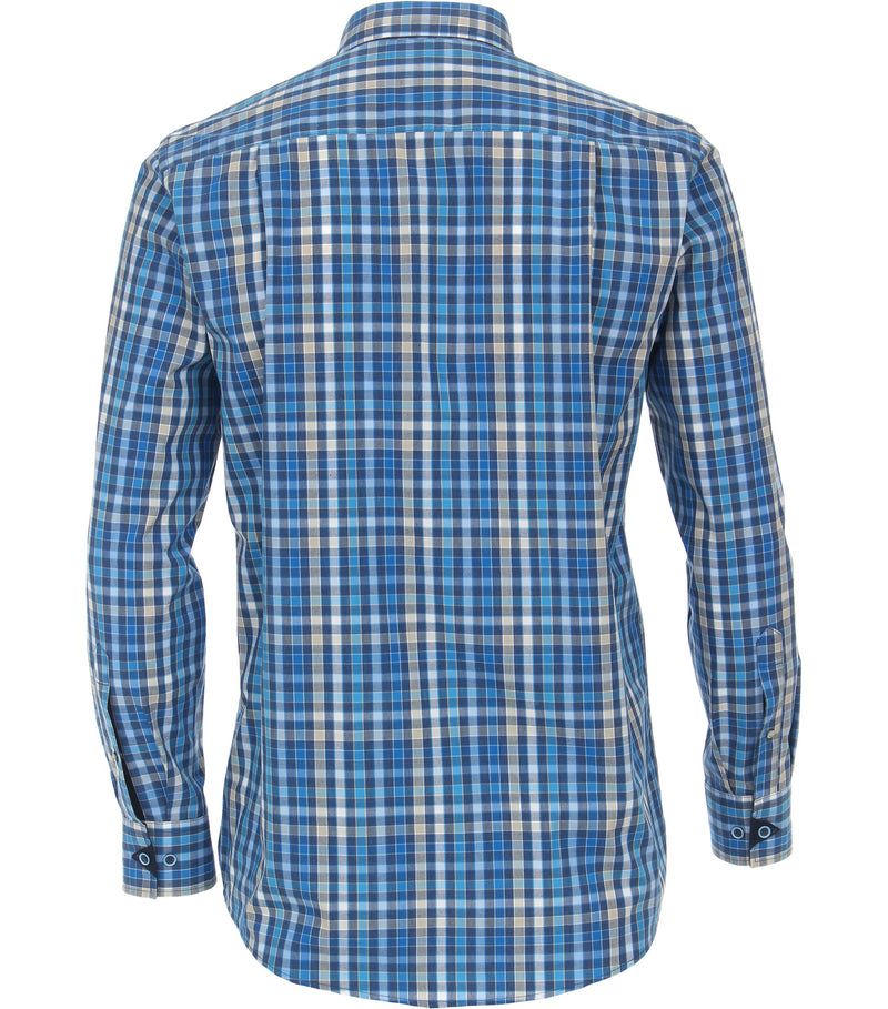 Casual Button Down Check Shirt - Blue