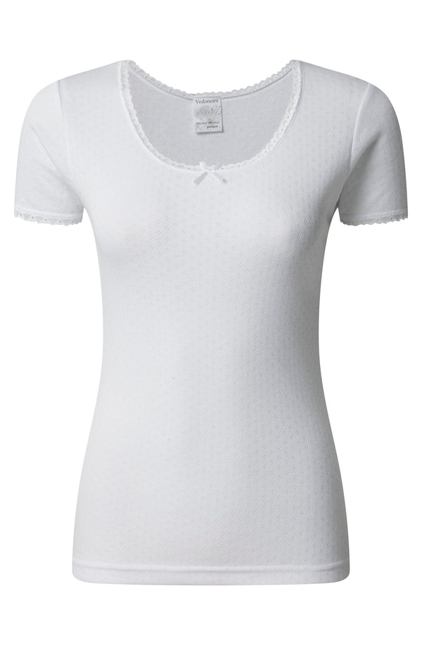 Thermal Short Sleeve Top - White