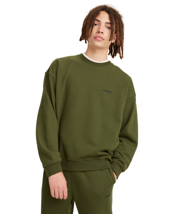 Red Tab Round Neck Sweater - Mossy Green