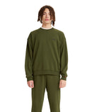 Red Tab Round Neck Sweater - Mossy Green