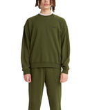 Red Tab Round Neck Sweater - Mossy Green