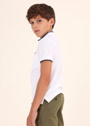 Short Sleeve Mao Collar Polo - White