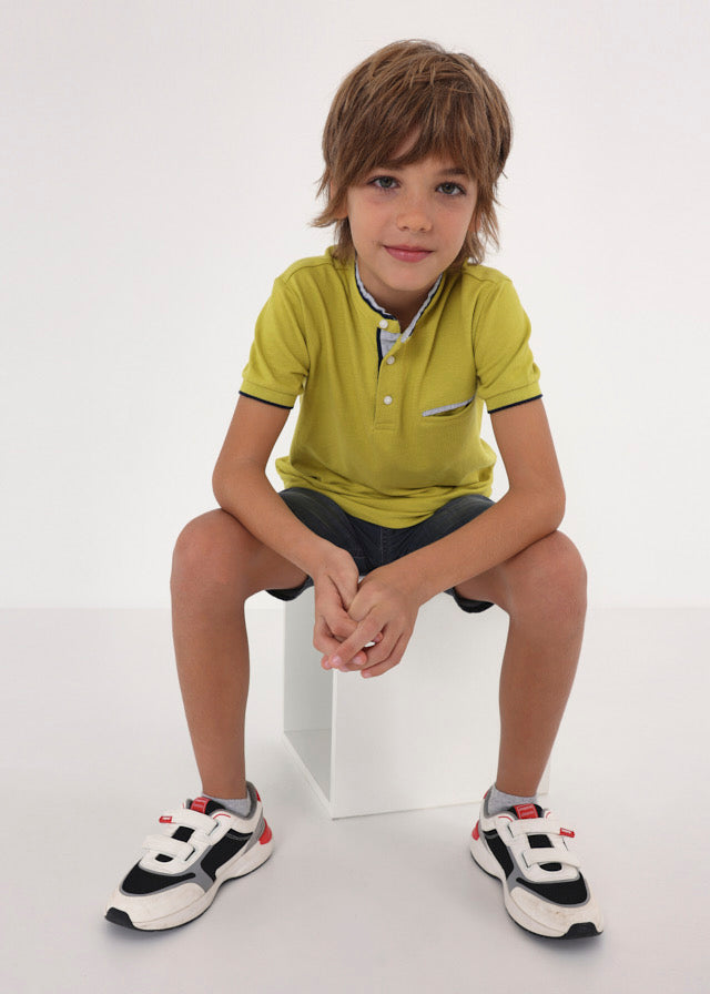 Short Sleeve Mao Collar Polo - Neon Yellow