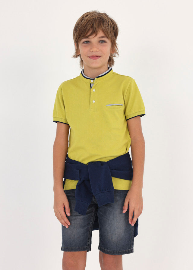 Short Sleeve Mao Collar Polo - Neon Yellow