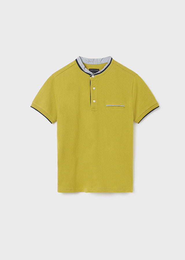 Short Sleeve Mao Collar Polo - Neon Yellow