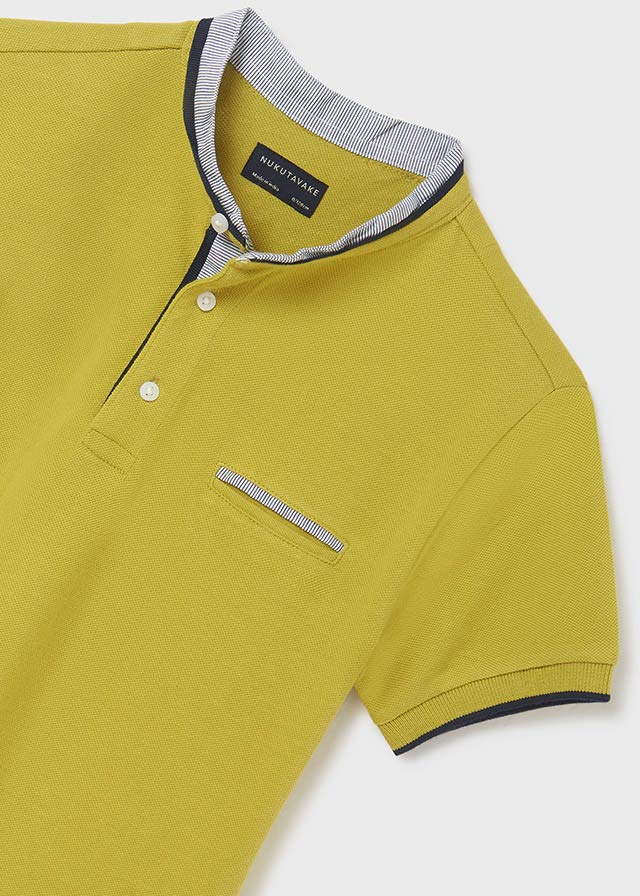 Short Sleeve Mao Collar Polo - Neon Yellow