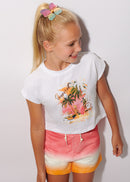 Printed Shorts Set - White/coral