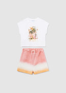 Printed Shorts Set - White/coral