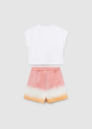 Printed Shorts Set - White/coral