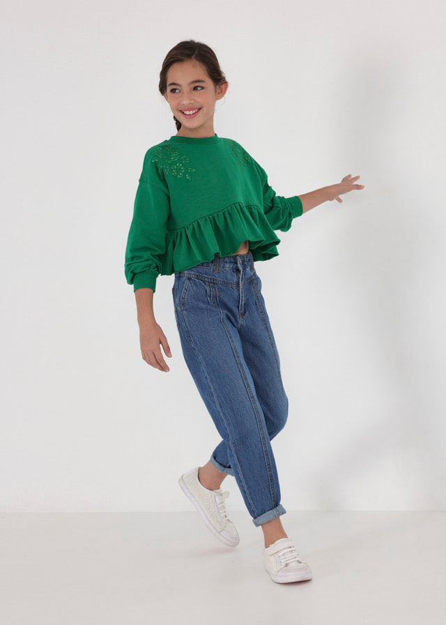 Denim Cropped Trousers - Medium