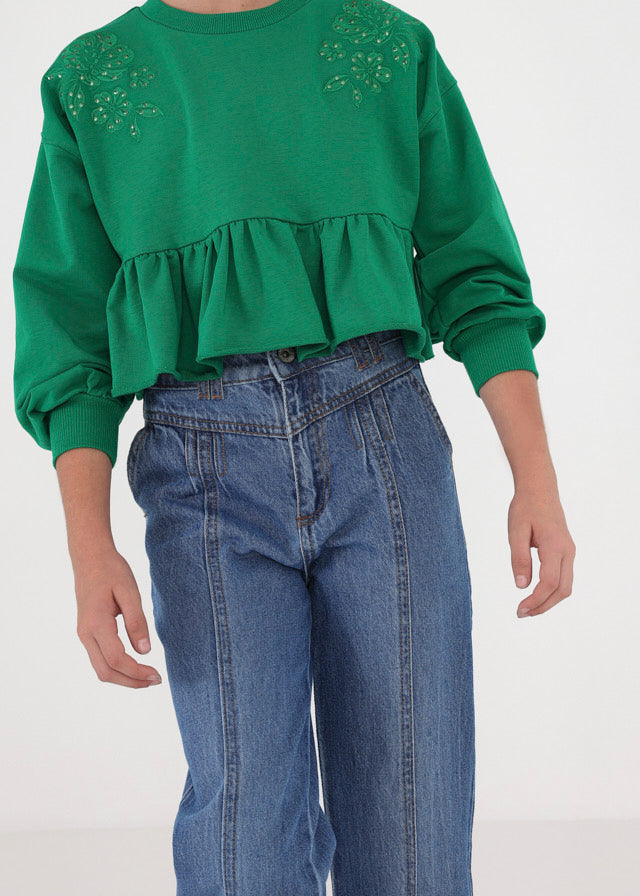 Denim Cropped Trousers - Medium