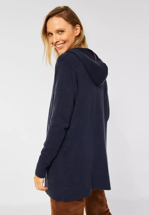 Cosy Hooded Cardigan - Deep Blue