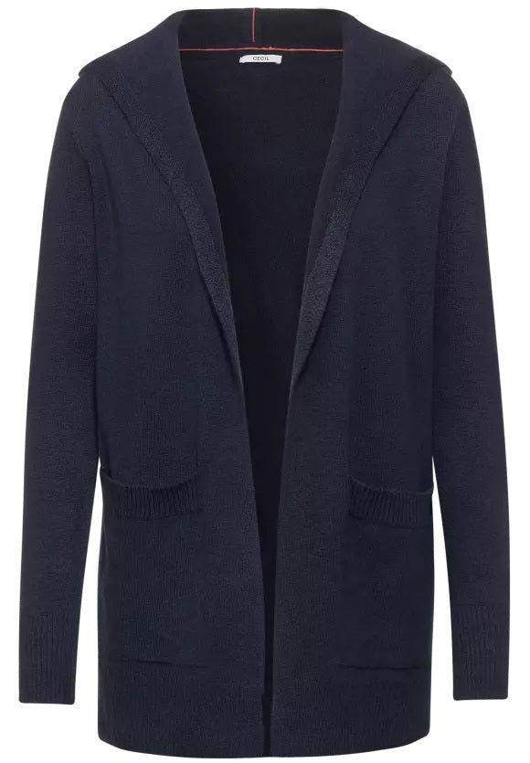 Cosy Hooded Cardigan - Deep Blue