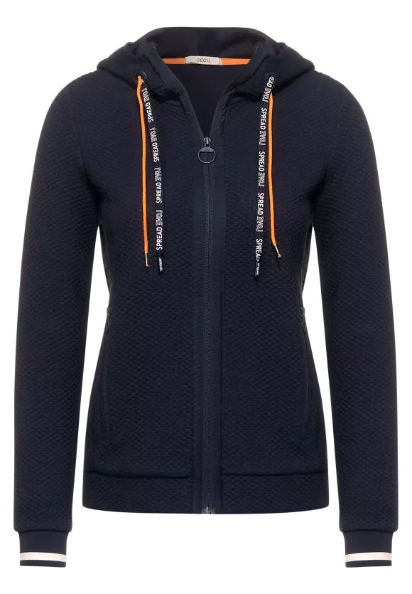 Structure Sweat Hooded Jacket - Deep Blue