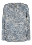 Galina V Neck Print Blouse - Bright Blue