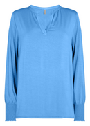 Marica V Neck Loose Blouse - Bright Blue