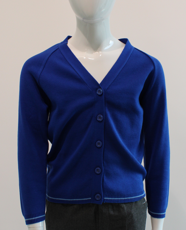 Royal Blue Cardigan with Light Blue Tip - Wool Mix