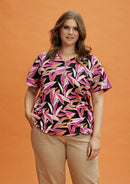 ZIP NECK PRINT TOP - Zni3499