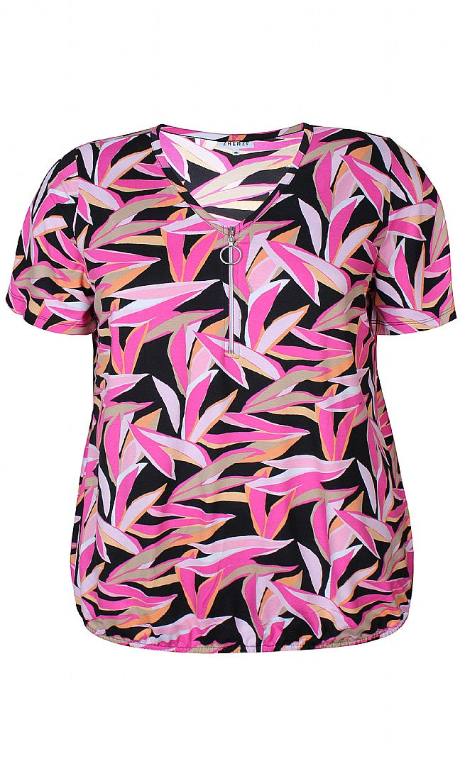 ZIP NECK PRINT TOP - Zni3499
