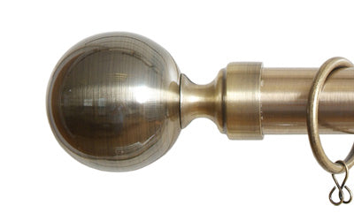 28mm Antique Brass Ball Curtain Pole Set - 160cm