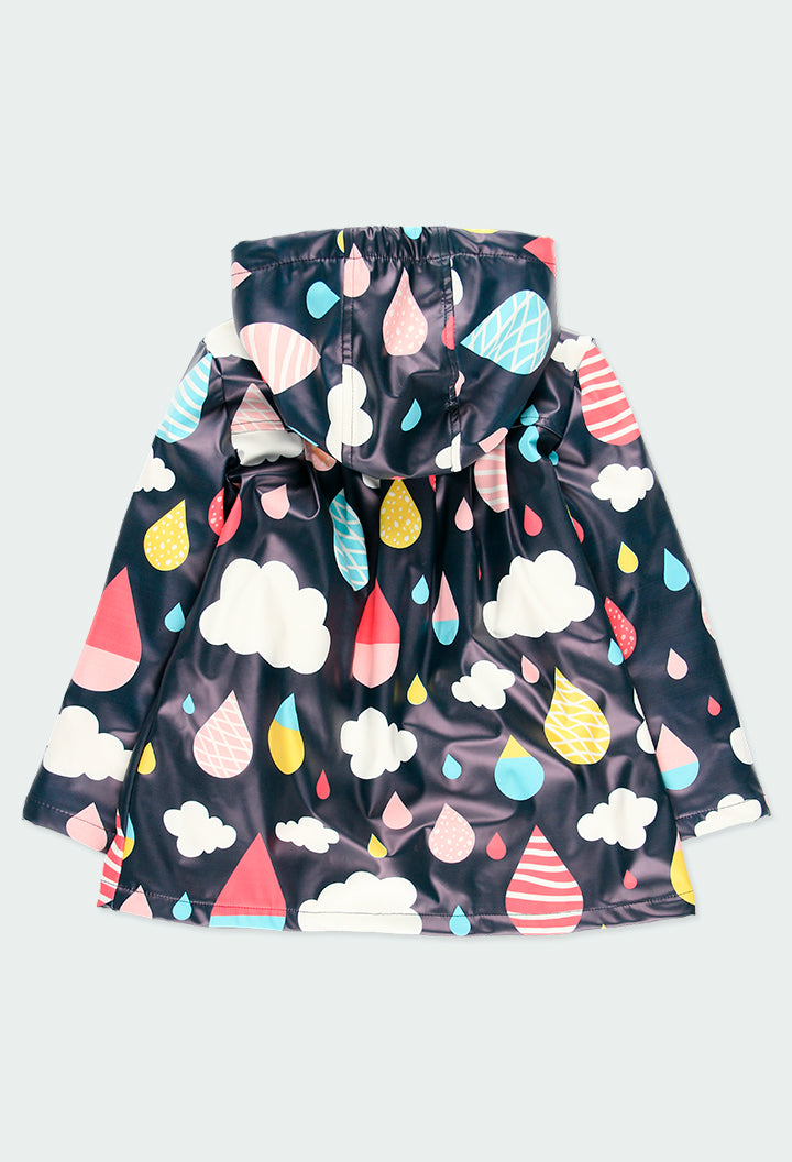 Drops Hooded Raincoat - Print