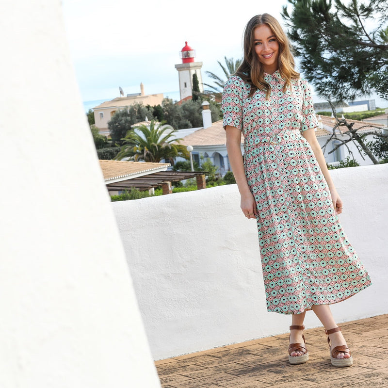 Blossom Shirt Dress - Green