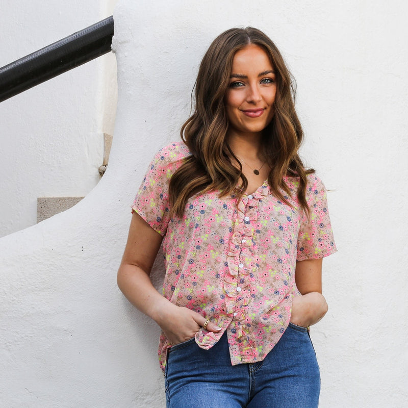 Fern Short Sleeve Shirt - Pink