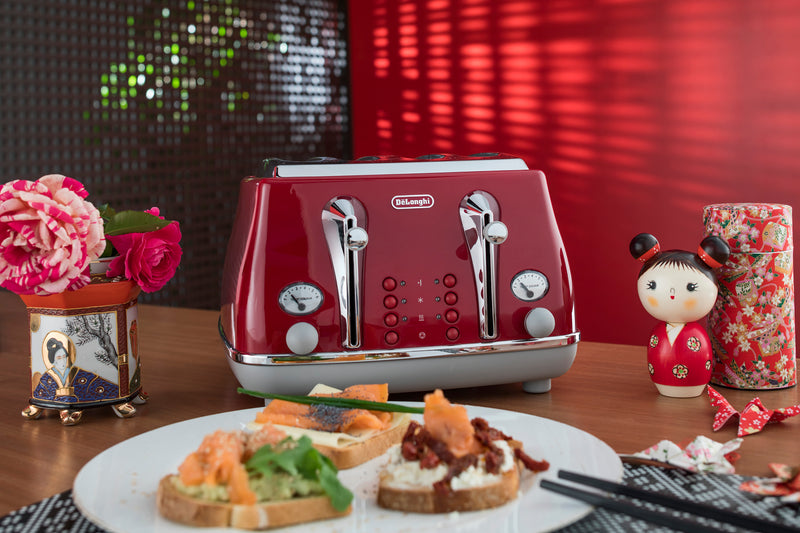 Icona Capitals 4 Slice Toaster - Red
