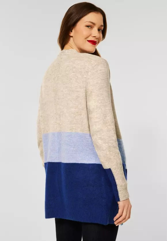 Canice Colorblock Cardigan - Crystal Sand Melange