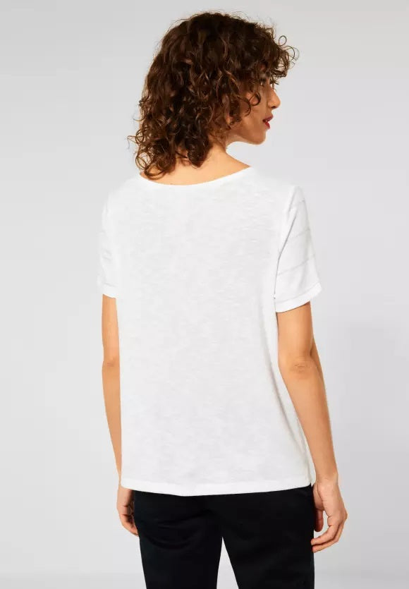 Shirt With Shiny Stripes - White