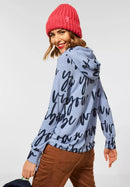 Cosy Wording Hoodie - Shiny Blue Melange