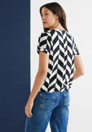 Print Shirt Blouse - Deep Blue