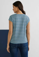Stripe V Neck Shirt - Deep Blue