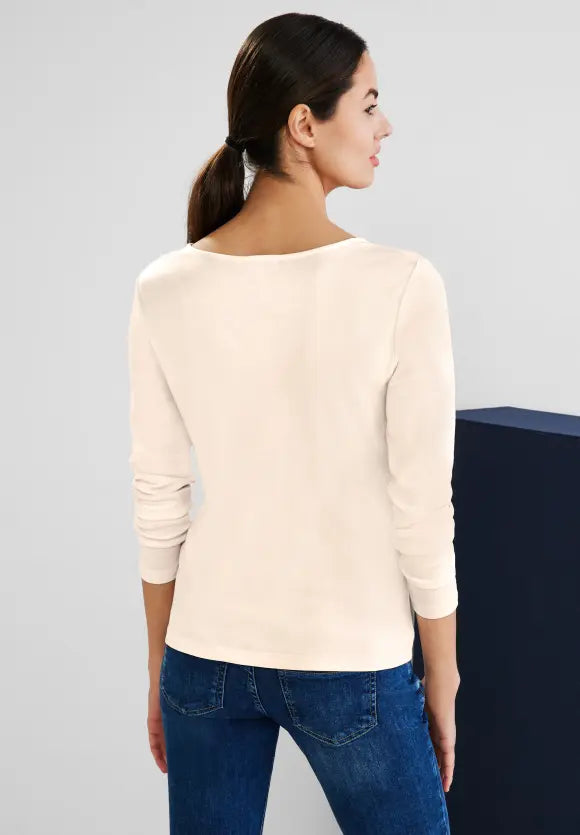 Gathered V-Neck Shirt - Lucid White
