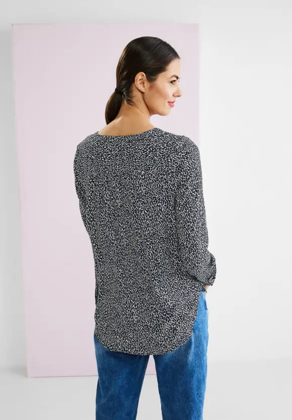 Bamika All Over Print Blouse - Deep Blue