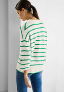 Striped Polo Neck Jumper - Brisk Green