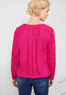 Solid Split Neck Blouse - Fresh Pink