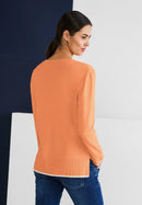 Split V-Neck Jumper - Mandarine Melange