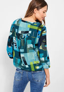 Print Tunic Blouse - Teal Blue