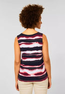 Printed Top With Button Panel - Dark Vintage Blue